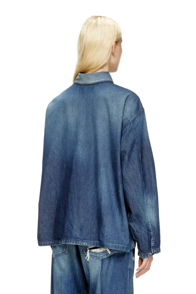 de-priss Top Henley in denim effetto contrasto de-priss Top Henley in denim effetto contrasto