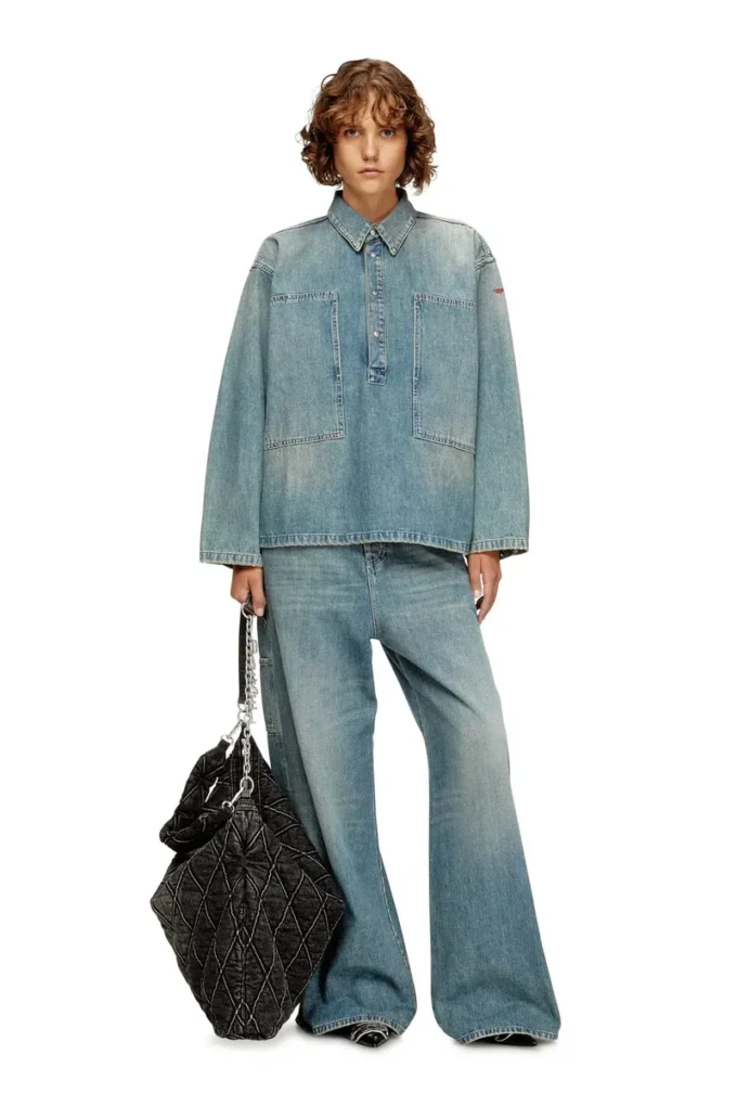 de-priss Top Henley in denim stile utility de-priss Top Henley in denim stile utility