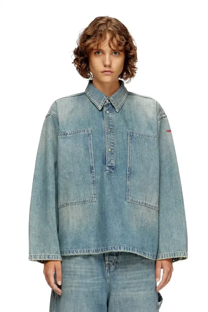 de-priss Top Henley in denim stile utility de-priss Top Henley in denim stile utility