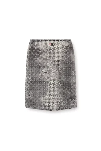 de- rathian-fsh Gonna midi in denim jacquard Principe di Galles