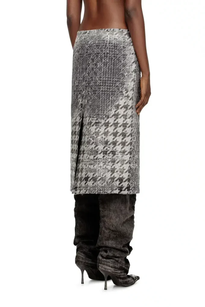 de- rathian-fsh Gonna midi in denim jacquard Principe di Galles de- rathian-fsh Gonna midi in denim jacquard Principe di Galles