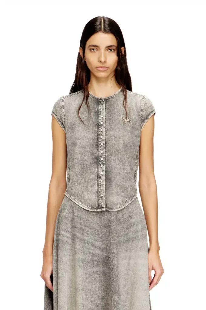 de-roset-s Camicia in denim a maniche corte con strisce sportive