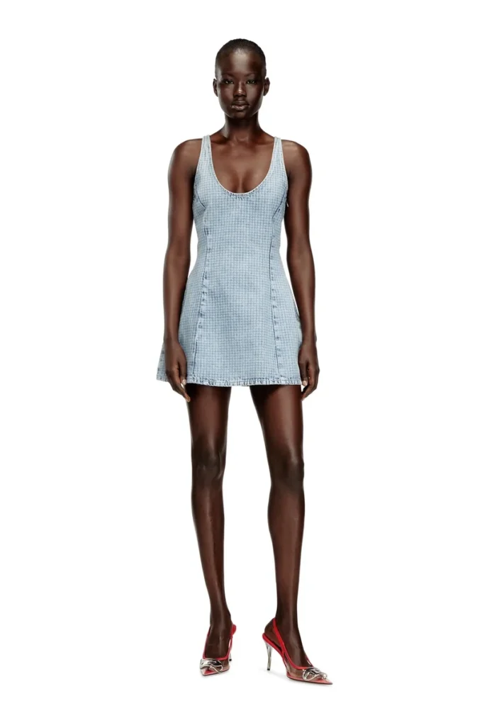 de-sweeney-s1 Abito corto in denim pied-de-poule con cristalli de-sweeney-s1 Abito corto in denim pied-de-poule con cristalli