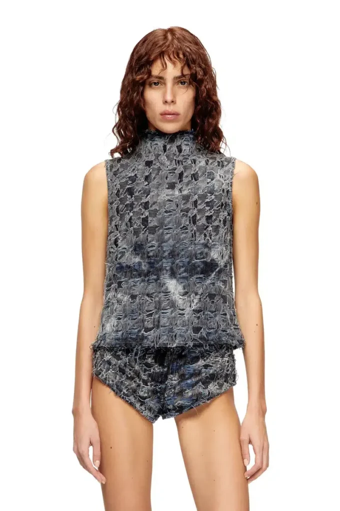 de-tapi-fsh1 Top senza maniche in denim tie-dye pied-de-poule de-tapi-fsh1 Top senza maniche in denim tie-dye pied-de-poule