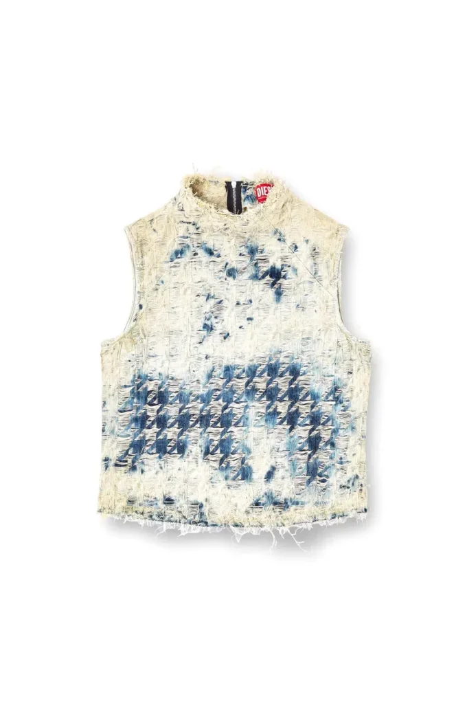 de-tapi-fsh2 Top senza maniche in denim con trama pied-de-poule de-tapi-fsh2 Top senza maniche in denim con trama pied-de-poule
