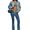 de-top-fse Top corto in denim con placca in cristallo de-top-fse Top corto in denim con placca in cristallo