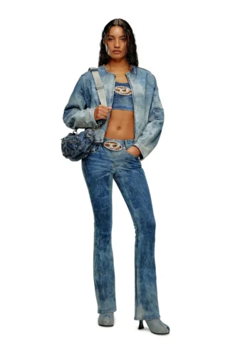 de-top-fse Top corto in denim con placca in cristallo