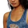 de-top-fse Top corto in denim con placca in cristallo de-top-fse Top corto in denim con placca in cristallo