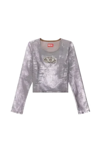 de-top1-fse Top a maniche lunghe con placca in cristallo