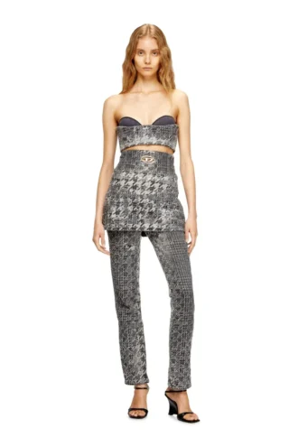 de-toppys-fsh Top in denim jacquard Principe di Galles