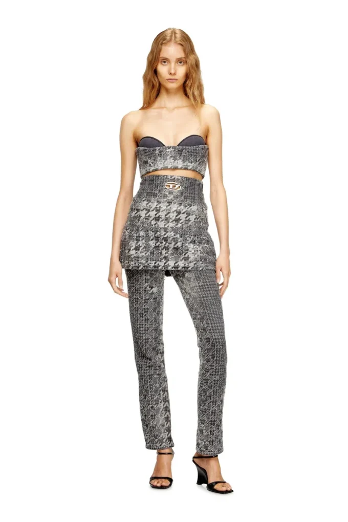 de-toppys-fsh Top in denim jacquard Principe di Galles