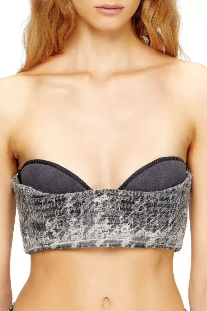 de-toppys-fsh Top in denim jacquard Principe di Galles