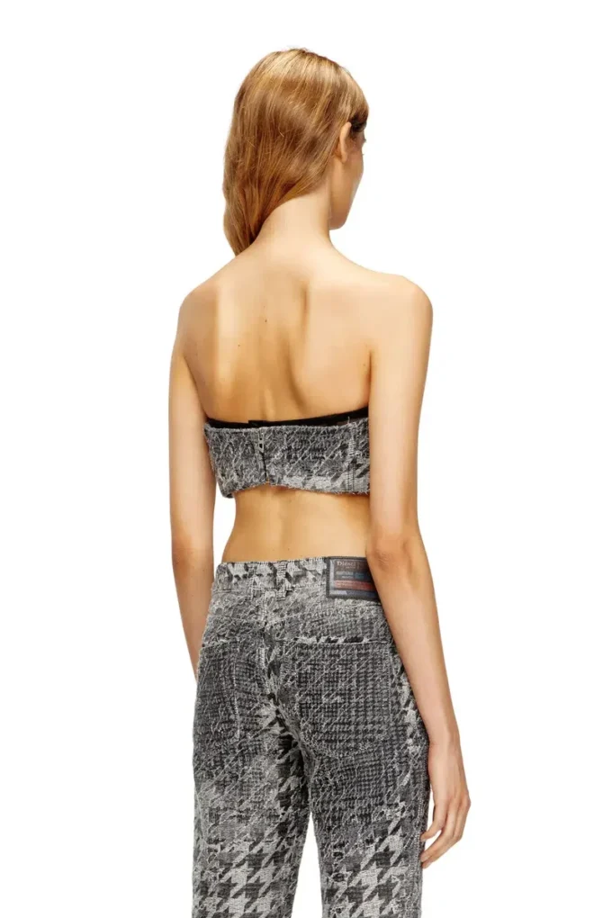 de-toppys-fsh Top in denim jacquard Principe di Galles