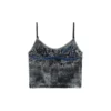 de-verni-fse Top in denim devoré gessato
