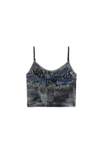 de-verni-fse Top in denim devoré gessato