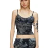 de-verni-fse Top in denim devoré gessato