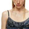 de-verni-fse Top in denim devoré gessato