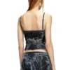 de-verni-fse Top in denim devoré gessato