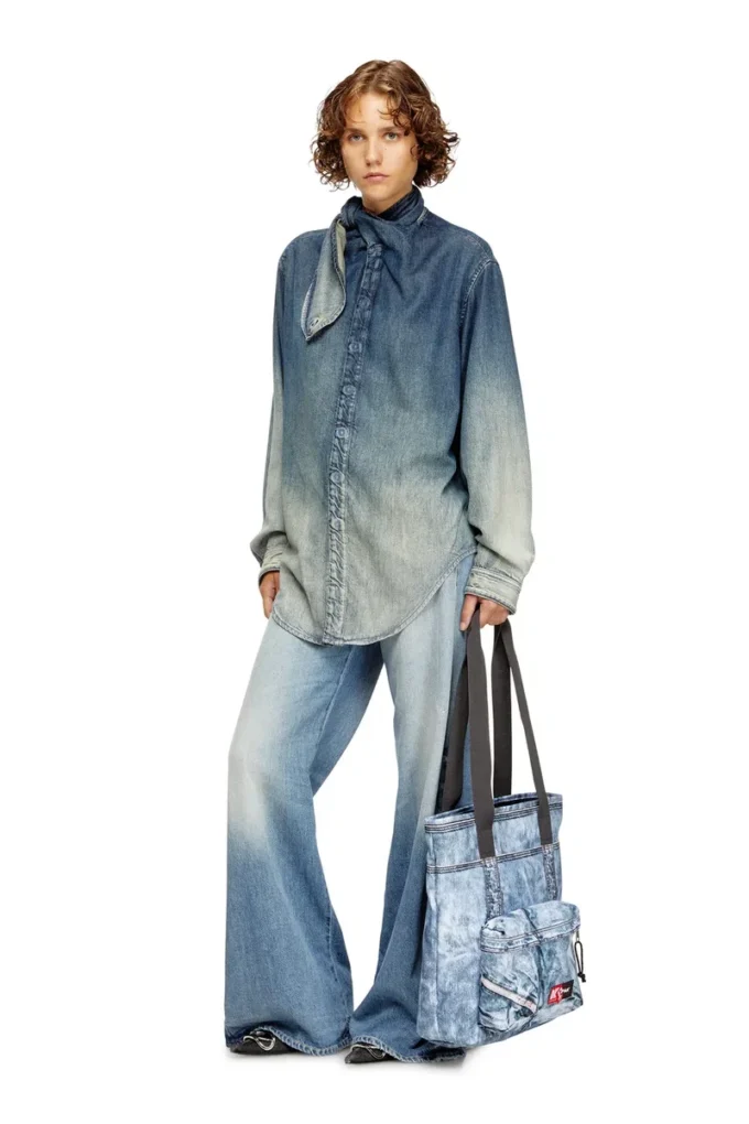 Diesel tote Borsa tote in denim trompe l’oeil