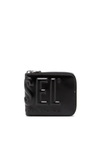dsl 3d- bi fold coin zip xs Portafoglio in pelle con zip e logo goffrato