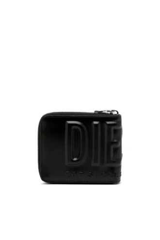 dsl 3d- bi fold coin zip xs Portafoglio in pelle con zip e logo goffrato