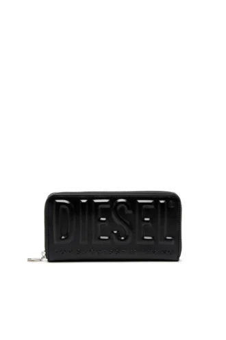 dsl 3d -continental zip l Portafoglio lungo con zip in pelle con logo in rilievo