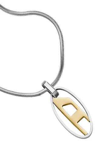 dx1421 Collana con pendente in acciaio inossidabile bicolore