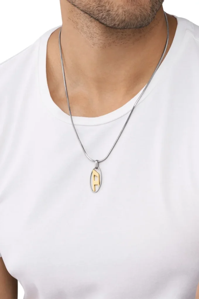 dx1421 Collana con pendente in acciaio inossidabile bicolore dx1421 Collana con pendente in acciaio inossidabile bicolore
