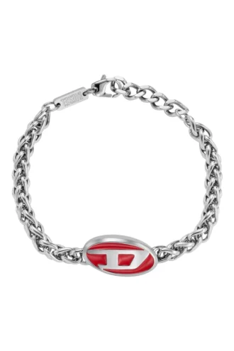 dx1445 Bracciale con catena in acciaio inossidabile e smalto rosso