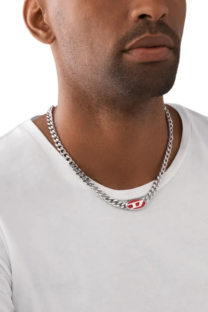 dx1446 Collana con catena smaltata rossa dx1446 Collana con catena smaltata rossa