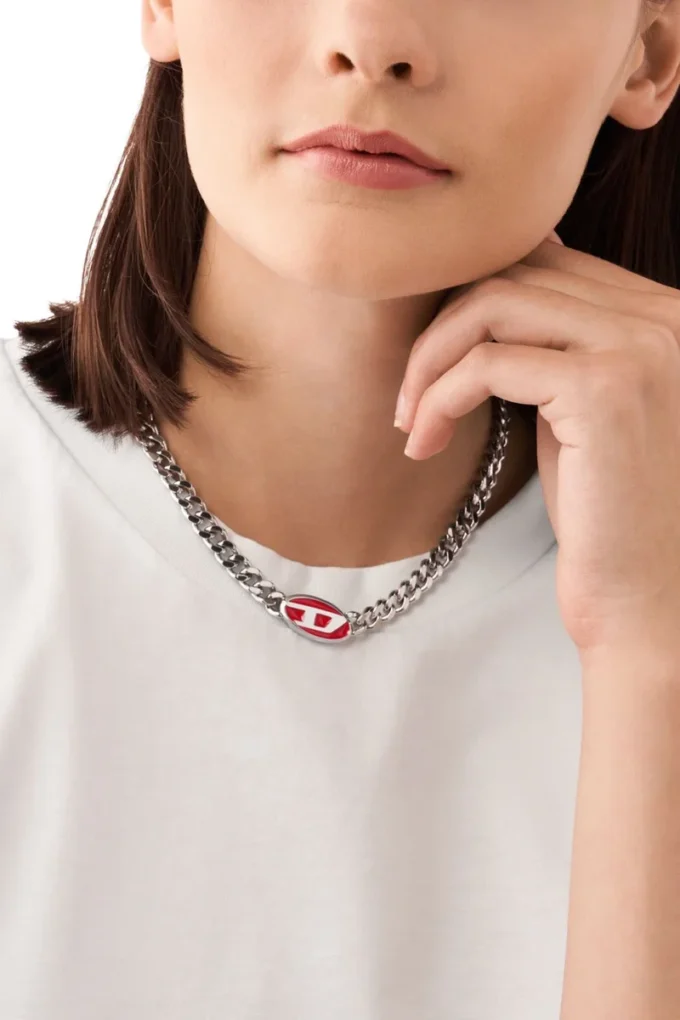 dx1446 Collana con catena smaltata rossa dx1446 Collana con catena smaltata rossa