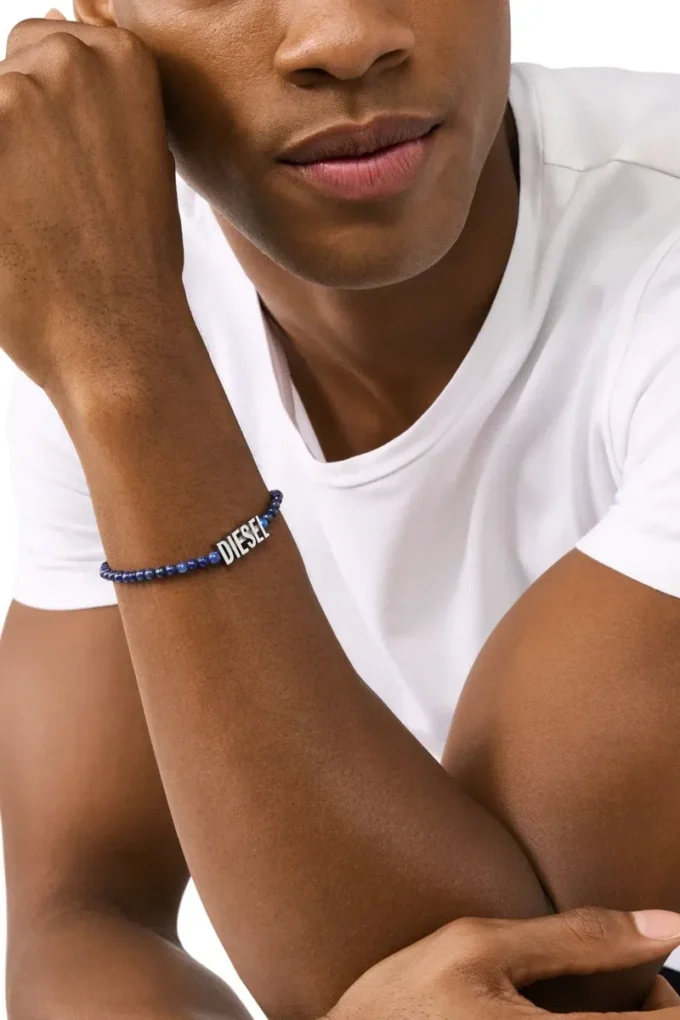dx1544040 gioiello Bracciale con perline in agata blu dx1544040 gioiello Bracciale con perline in agata blu