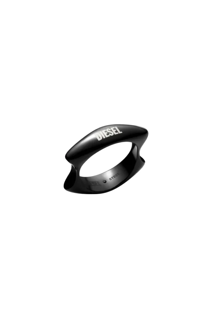 dx1632001 gioielli Anello con fascia in acciaio inossidabile nero