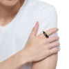 dx1632001 gioielli Anello con fascia in acciaio inossidabile nero