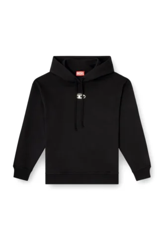 f-buxt-hood-od Felpa con cappuccio con logo Oval D effetto metallico