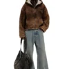f-ella Felpa con cappuccio e zip acid wash con fodera in peluche f-ella Felpa con cappuccio e zip acid wash con fodera in peluche