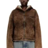 f-ella Felpa con cappuccio e zip acid wash con fodera in peluche f-ella Felpa con cappuccio e zip acid wash con fodera in peluche