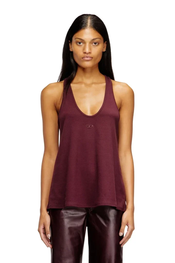 fr-t-ipsya Canotta bordeaux con dettaglio Oval D fr-t-ipsya Canotta bordeaux con dettaglio Oval D