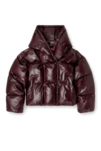 fr-w-illey Piumino con cappuccio bordeaux in tessuto rivestito