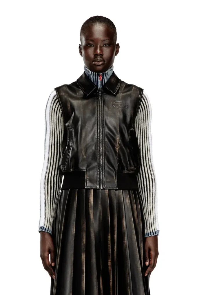 g-inko Gilet bomber con effetto consumato