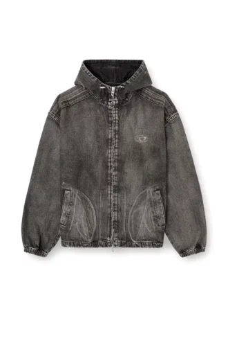 Giacca con cappuccio Thugjack in denim slavato