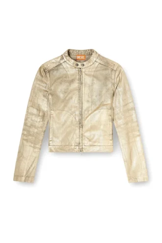 giacca dile_luna Giacca moto in denim metallizzato effetto consumato
