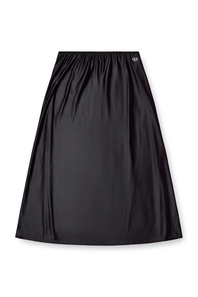 Gonna midi o-mori in nylon svasato Gonna midi o-mori in nylon svasato