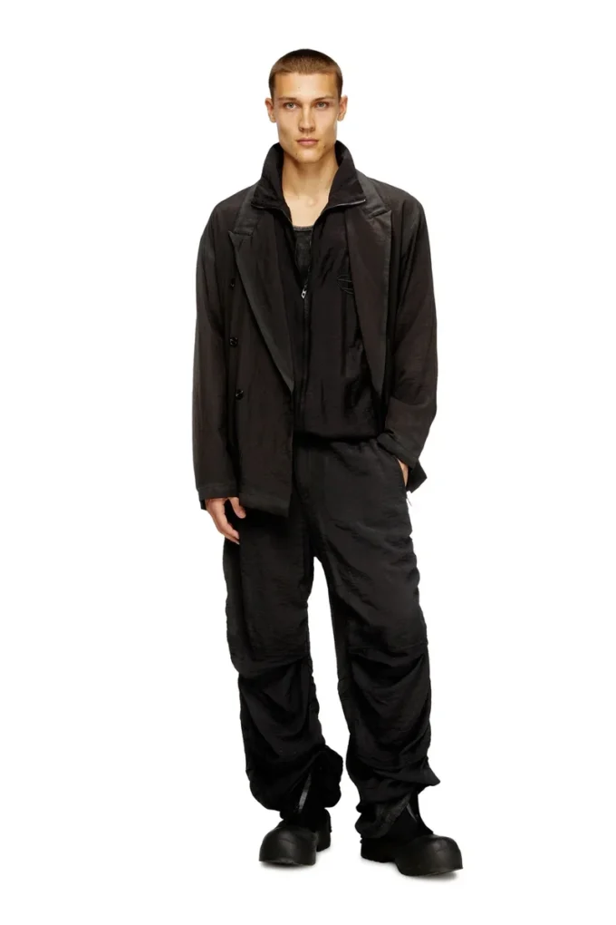 j-keysery Blazer doppiopetto in tessuto sgualcito