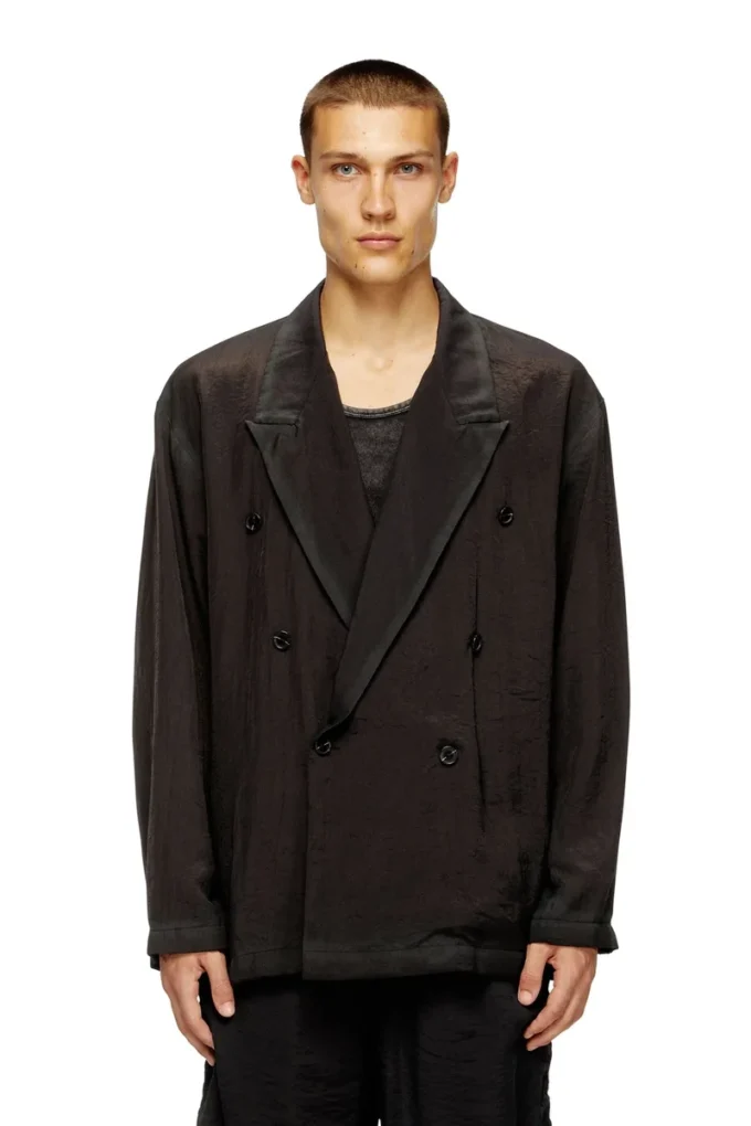 j-keysery Blazer doppiopetto in tessuto sgualcito