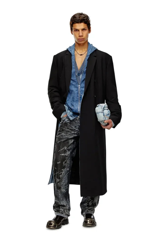 j-ritz Cappotto lungo in lana fresca con dettagli in denim j-ritz Cappotto lungo in lana fresca con dettagli in denim