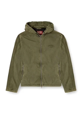 j-stitch Giacca con cappuccio e zip in popeline di cotone