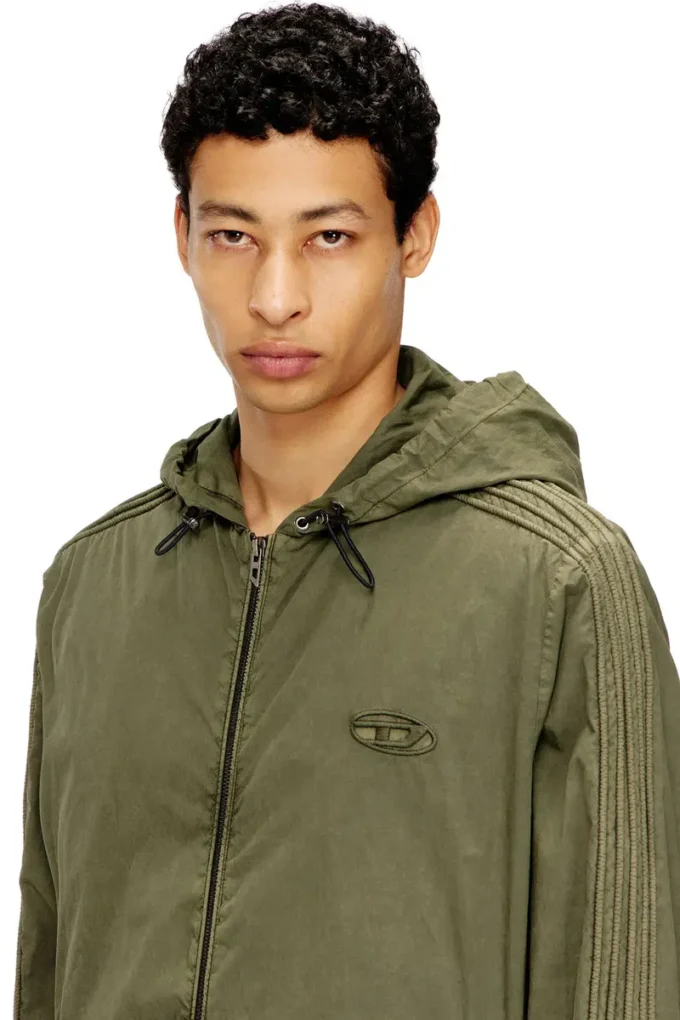 j-stitch Giacca con cappuccio e zip in popeline di cotone