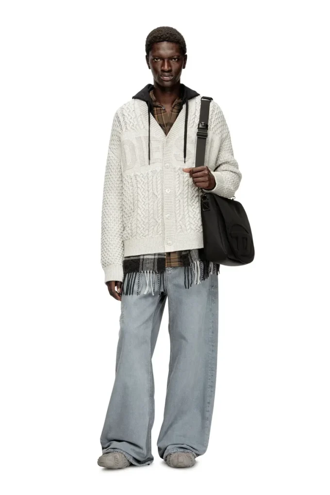 k-antoine Cardigan lavorato a trecce con logo Diesel k-antoine Cardigan lavorato a trecce con logo Diesel