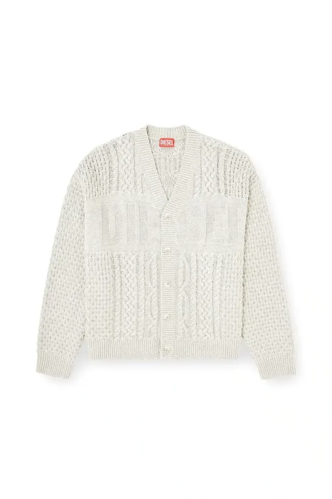 k-antoine Cardigan lavorato a trecce con logo Diesel k-antoine Cardigan lavorato a trecce con logo Diesel